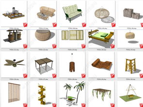 美麗鄉村竹子文化 竹家具與竹藝飾品的設計模型合集