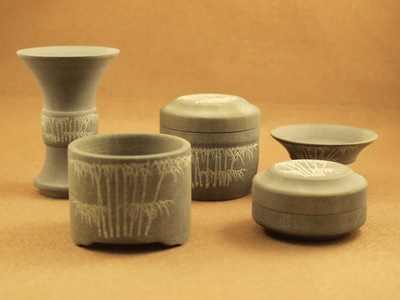 澄泥石刻竹香具五件套 手工石質香具的專業評析